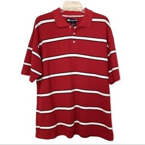 Stripe Red White Short Sleeve Polo Shirt XL Spring Summer Classic Old Money